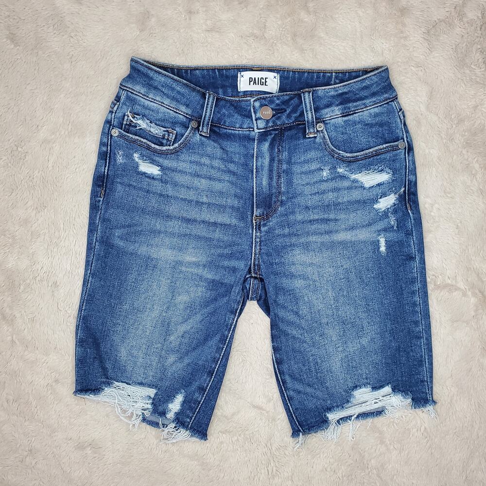 Paige Jax Longline Denim Shorts 25 / 0